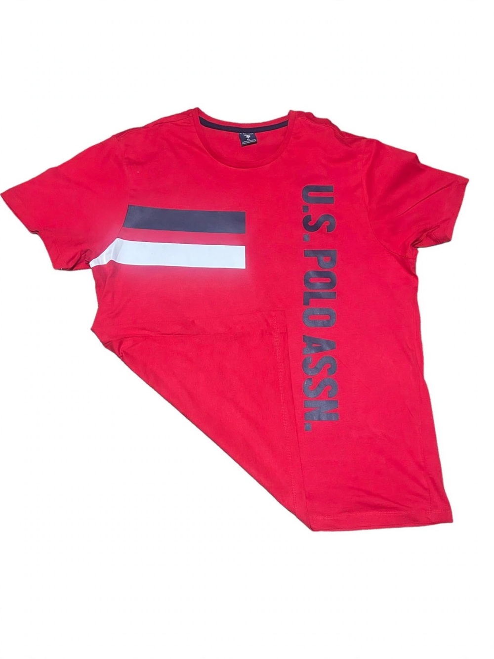 U.S. Polo Assn. Men’s Red Crew Tee with Black & White Stripe